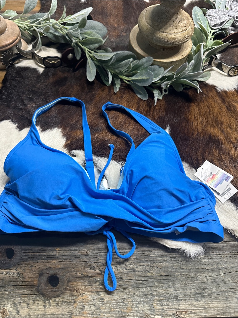 NWT Time and Tru Bright Blue Adjustable Swim Bikini Top